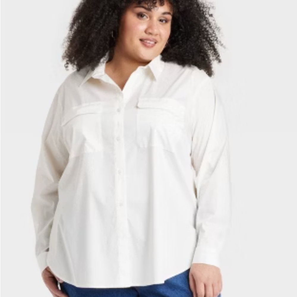 Plus size Ava &Viv ivory Button-Up Shirt womens size 2X. New with tags.